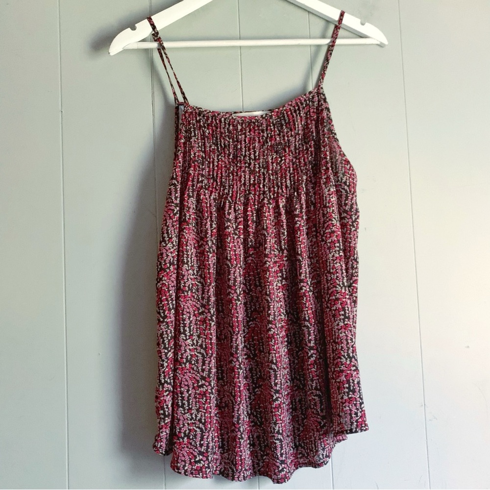 Loft Ruched Floral Printed Career Tank M